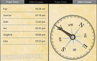 Prayer times with qibla compas