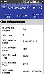 mobile, sim and location info