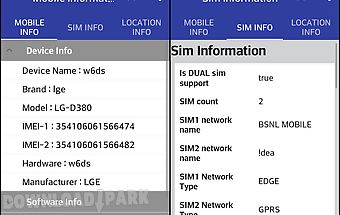 Mobile, sim and location info