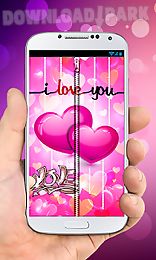 pink love zipper lock screen