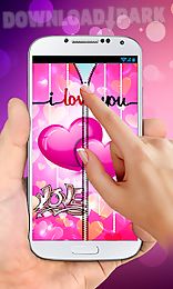 pink love zipper lock screen