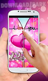 pink love zipper lock screen