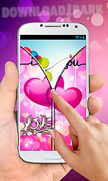 pink love zipper lock screen