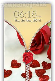 rose love zipper lock screen