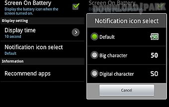 Screen on battery (status bar)
