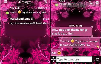 Theme pink flower go sms