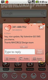my valentine go sms theme