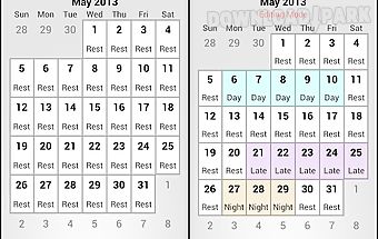 Shift calendar (since 2013)