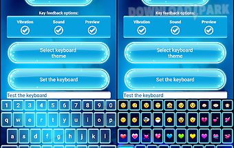 Neon blue emoji keyboard