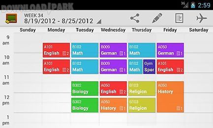 my class schedule: timetable