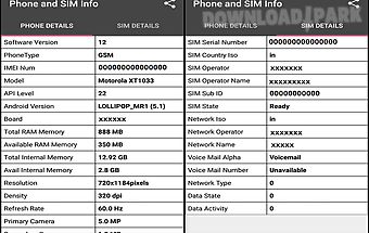 Phone and sim info