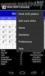work shift calendar