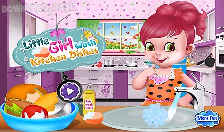 girl wash kitchen dishes
