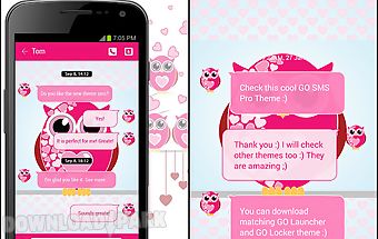 Pink hearts owls go sms theme