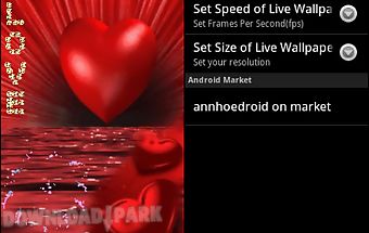 Red heart on red sea live wall