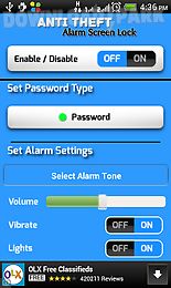 anti theft alarm screen lock