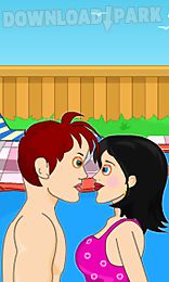 fun swimming pool love kiss
