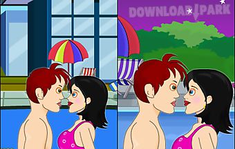 Fun swimming pool love kiss