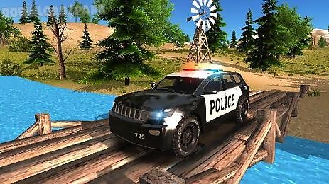 police car driving offroad